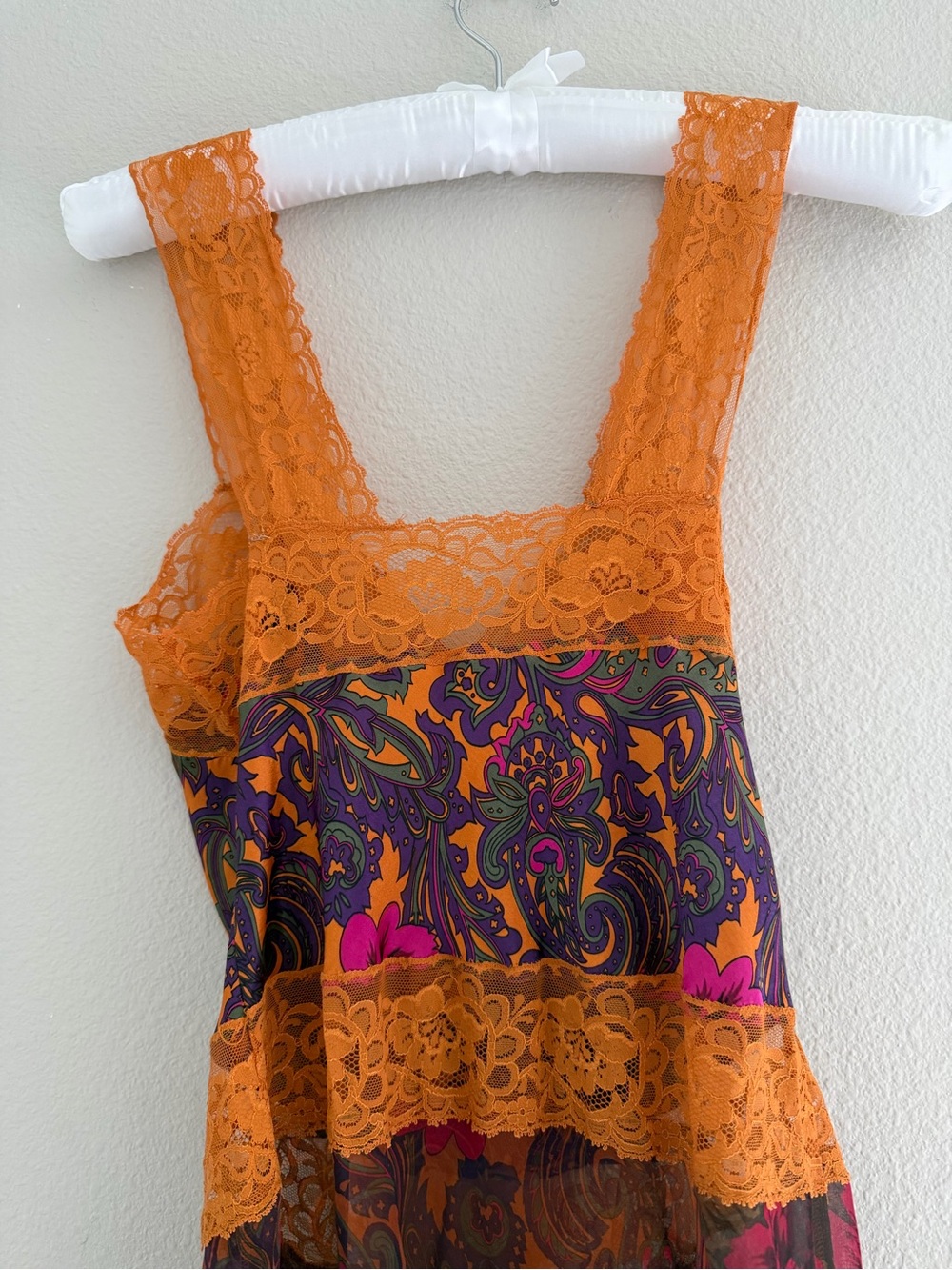 Vintage 90s Victoria’s Secret Gold Label Sheer Chiffon Paisley Floral Maxi slip - Picture 7 of 10